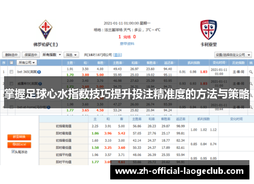 掌握足球心水指数技巧提升投注精准度的方法与策略